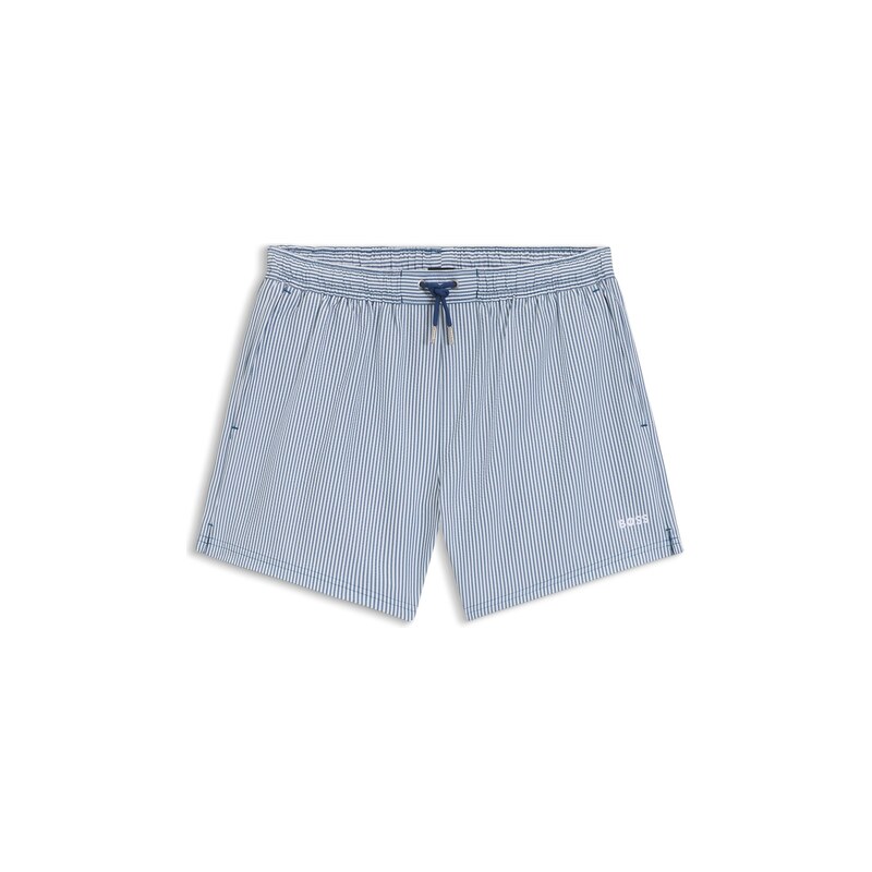 BOSS Swim shorts in seersucker fabric with embroidered logo