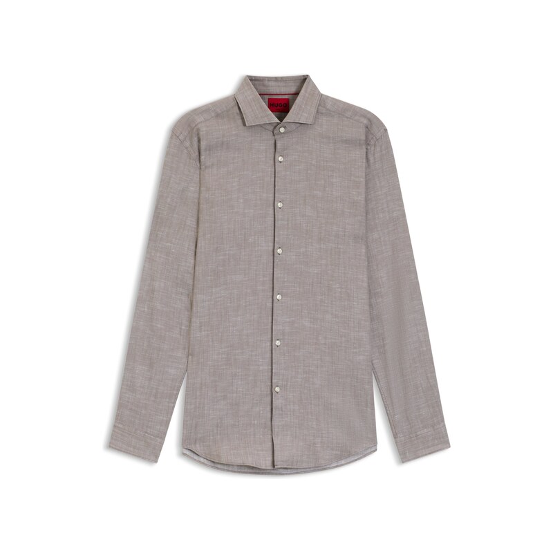 HUGO Slim-fit shirt in cotton and linen