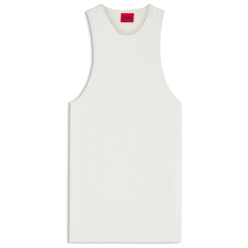 HUGO Sleeveless racer-back top in ribbed crepe fabric