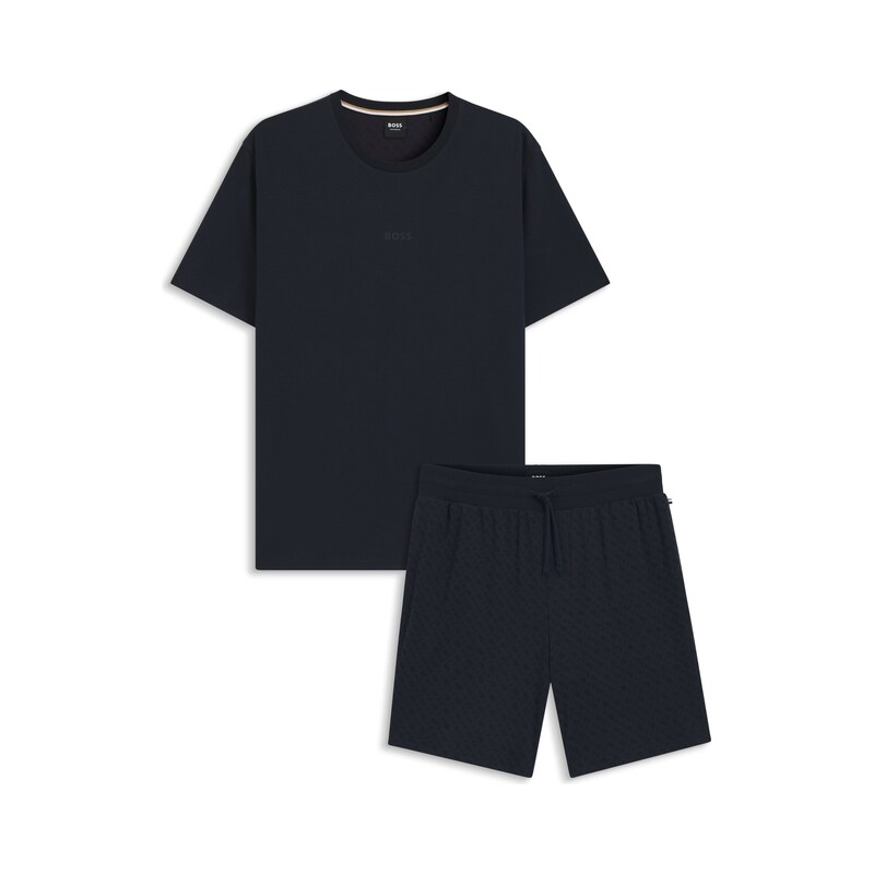 BOSS Cotton pyjama set with all-over print T-shirt