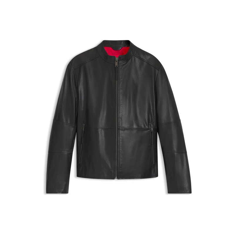 HUGO Slim-fit jacket in grained leather