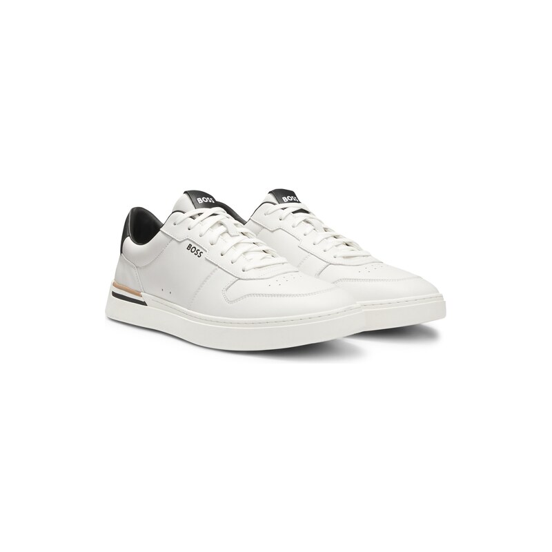 BOSS Leather trainers with contrast logos