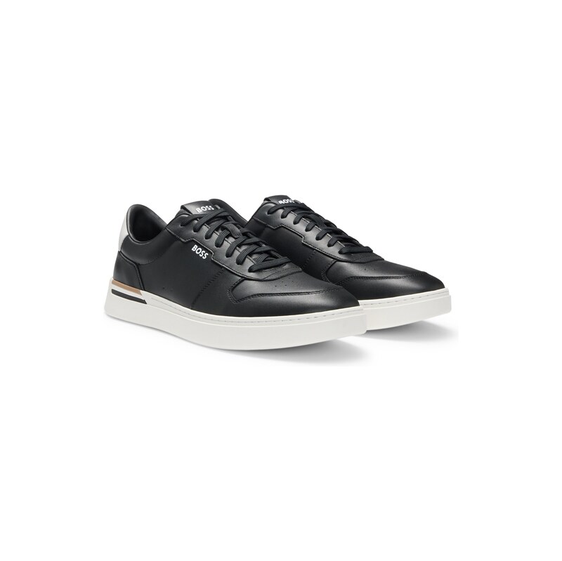 BOSS Leather trainers with contrast logos