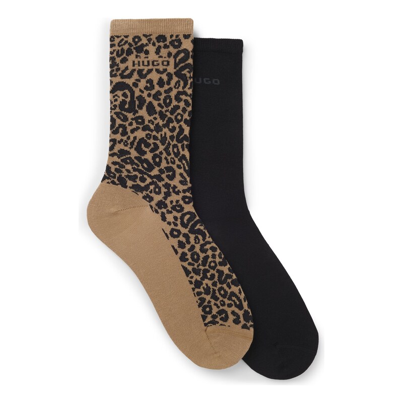 HUGO Two-pack of regular-length socks with leopard details