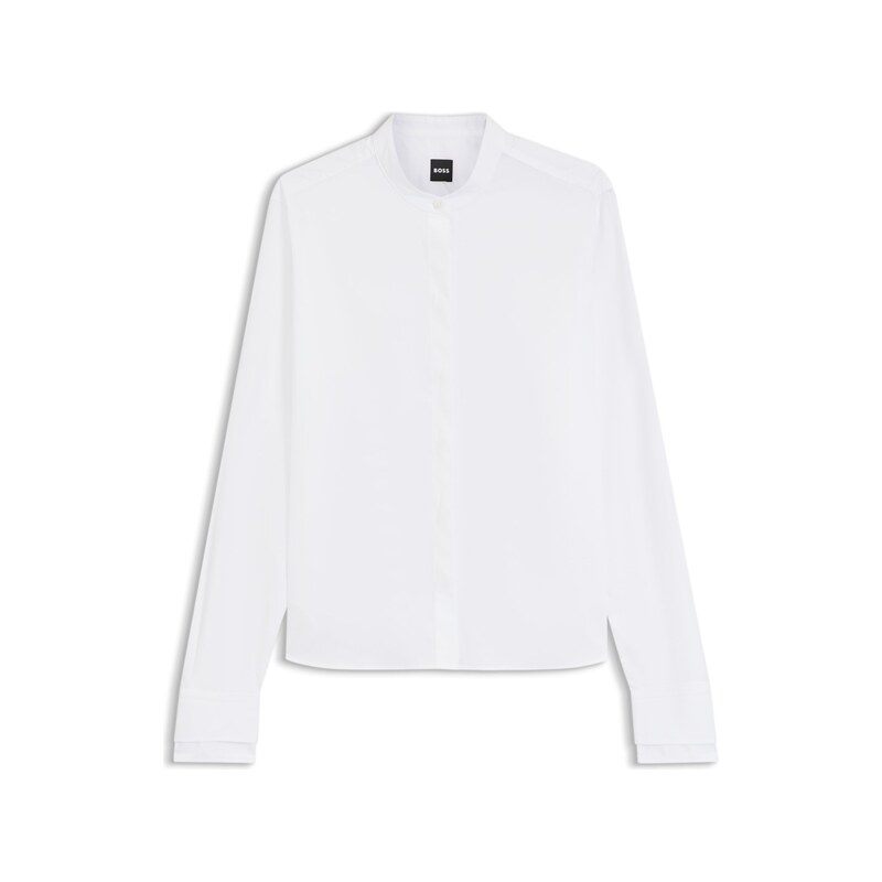 BOSS Regular-fit blouse in cotton poplin with concealed placket