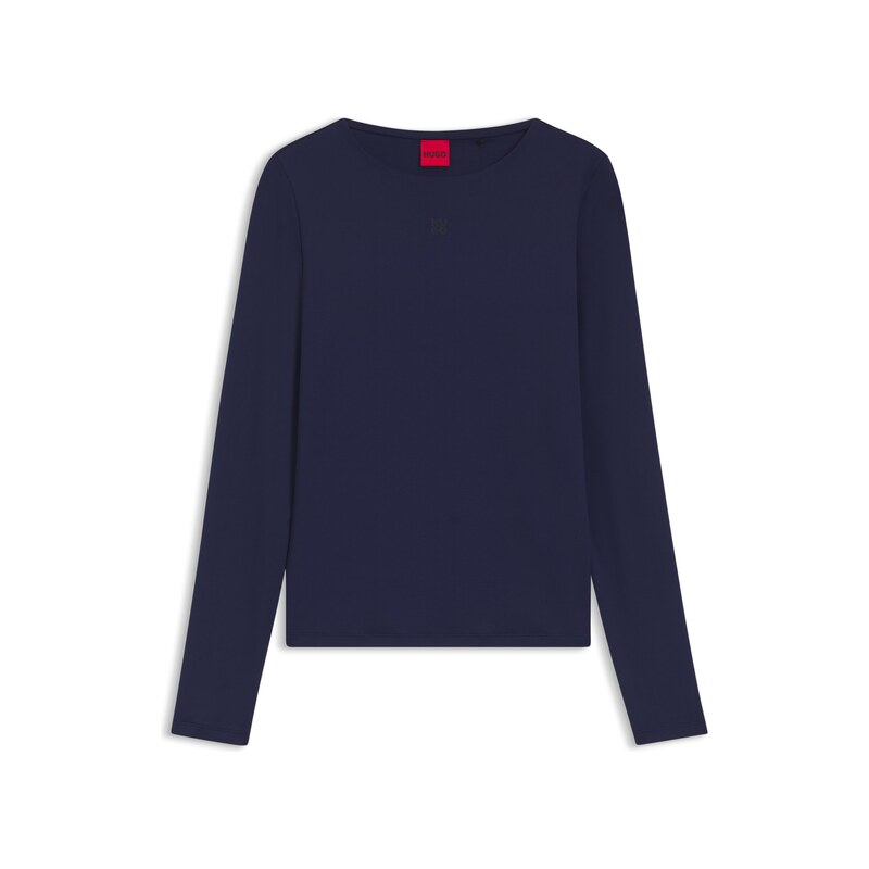 HUGO Stretch-jersey top with stacked-logo print