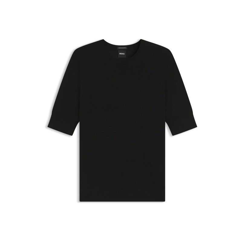 BOSS Slim-fit short-sleeved sweater in superfine merino wool