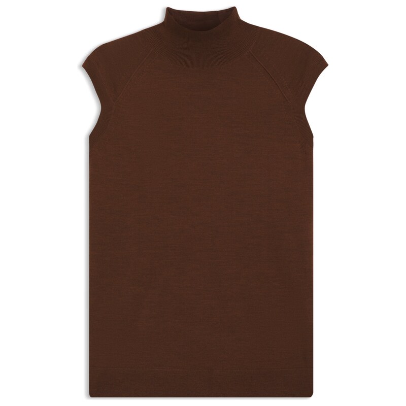 BOSS Sleeveless mock-neck sweater in merino wool
