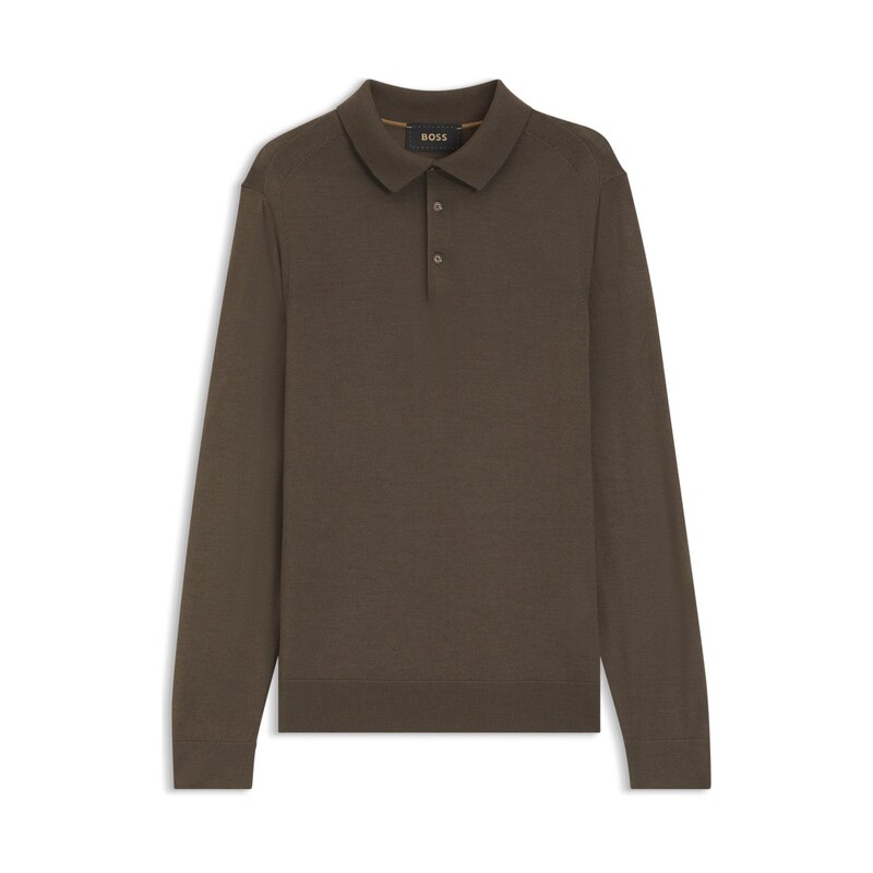BOSS Knit polo in wool, silk and cashmere