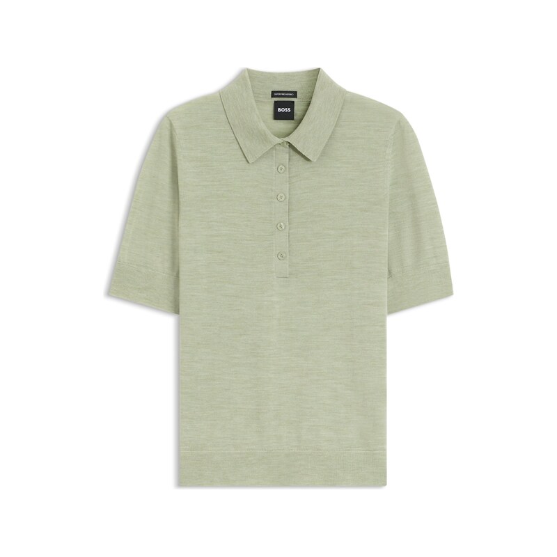BOSS Knit polo in superfine merino wool