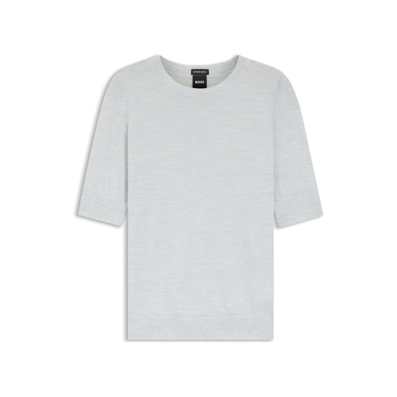 BOSS Slim-fit short-sleeved sweater in superfine merino wool
