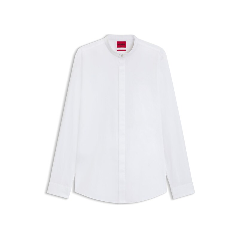 HUGO Slim-fit shirt in stretch cotton with stand collar