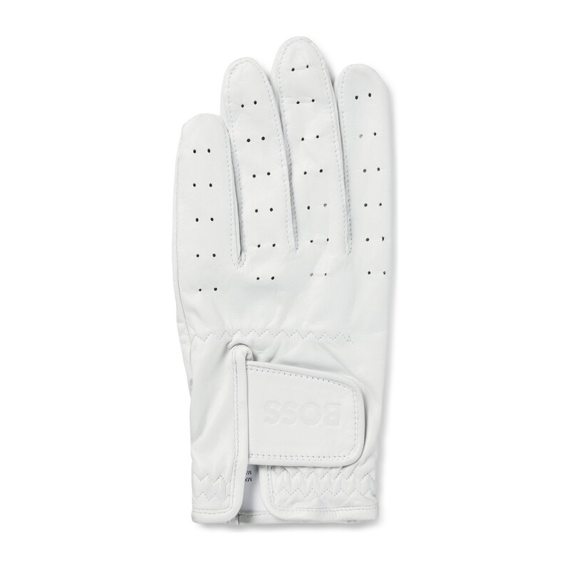 BOSS Perforated glove in nappa leather with riptape closure