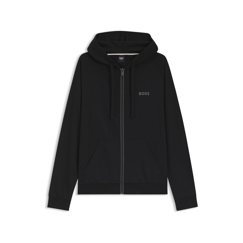 BOSS Cotton-terry hoodie with contrast zip