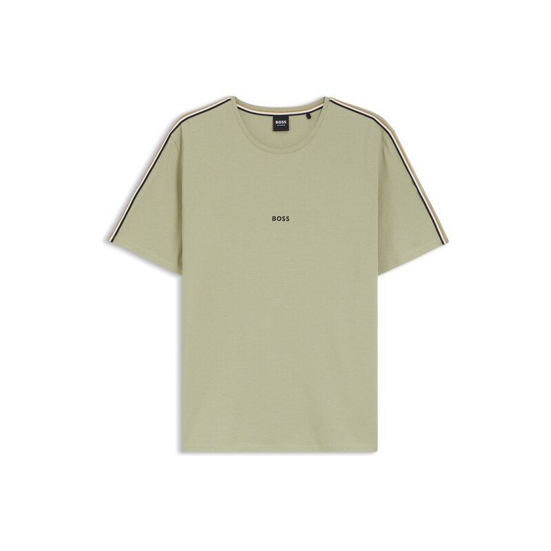 BOSS Stretch-cotton pyjama top with signature-stripe tape