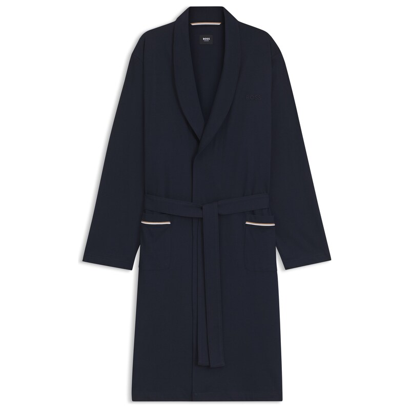 BOSS Cotton-jersey dressing gown with embroidered logo