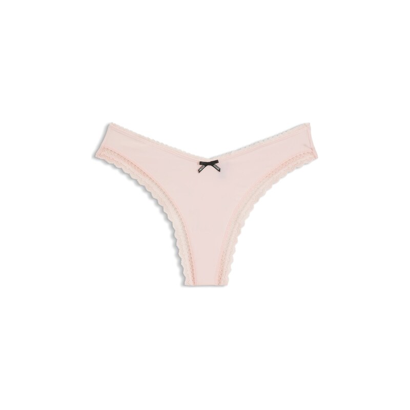 HUGO Lace-trim thong in stretch microfibre