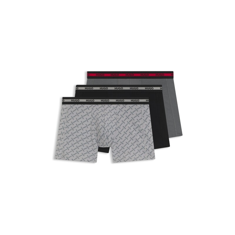 HUGO Three-pack of boxer briefs with repeat-logo waistbands