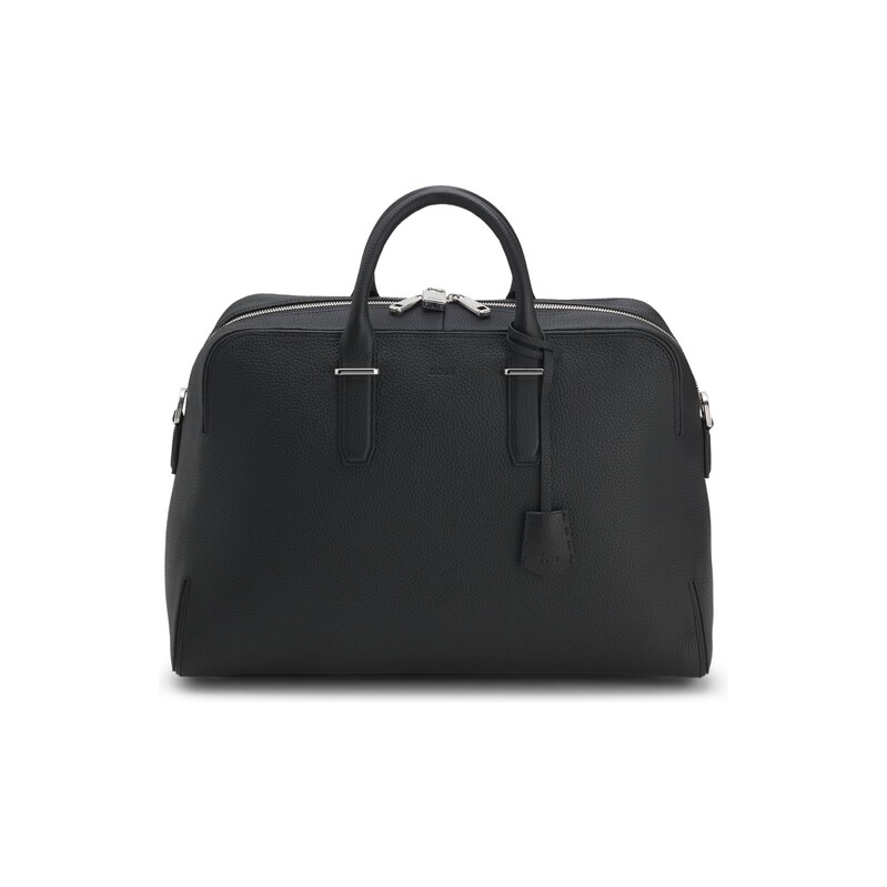 Grained-leather holdall with embossed logo