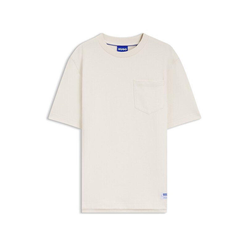 HUGO Cotton-jersey T-shirt with patch pocket and logo label
