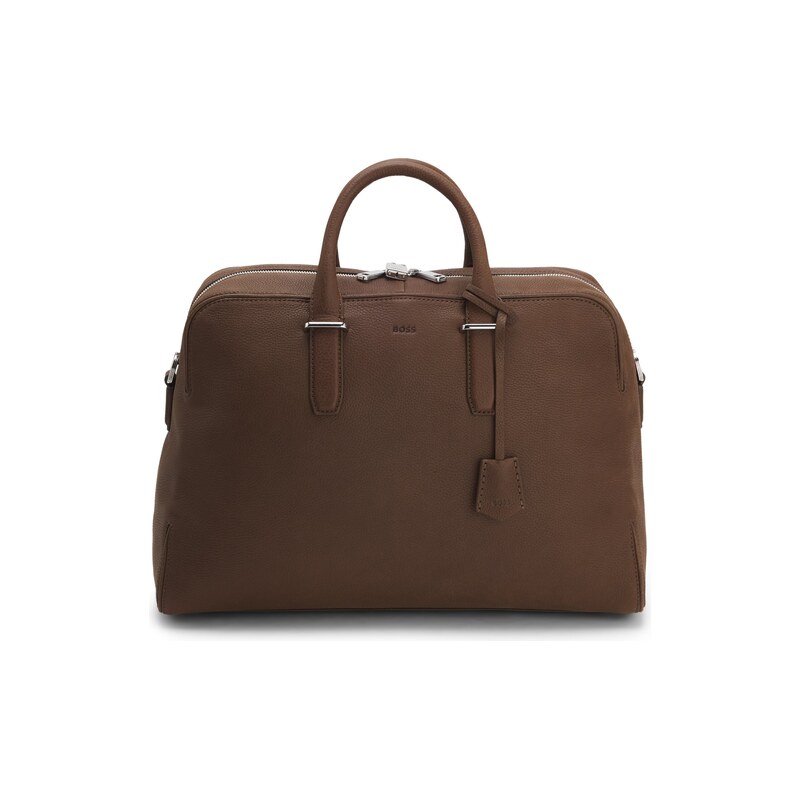 Grained-leather holdall with embossed logo