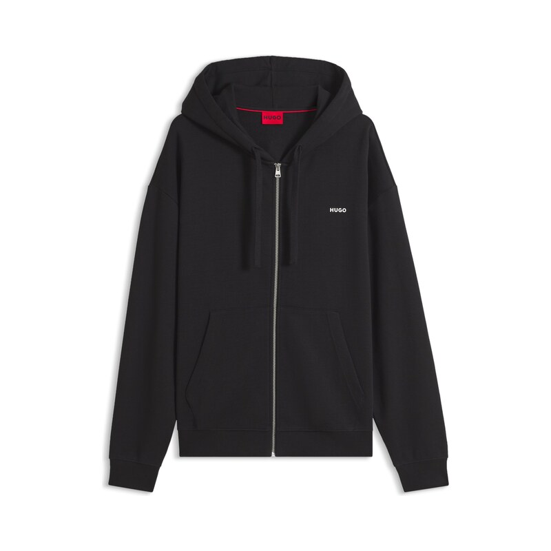 HUGO Cotton-terry zip-up hoodie with logo print
