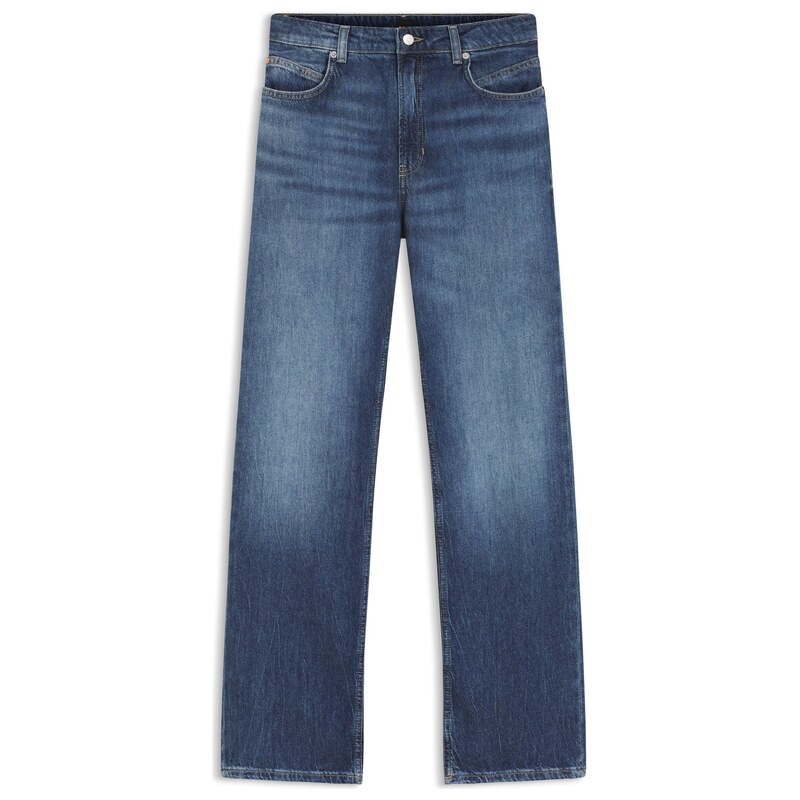 BOSS Regular-fit jeans in blue marbled denim