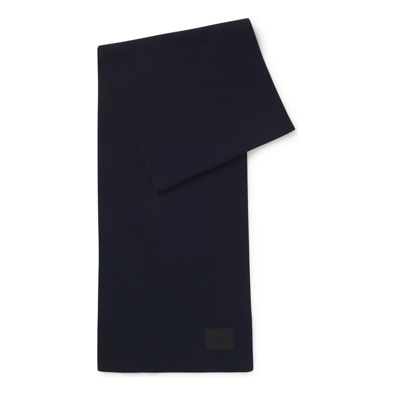 HUGO Cotton knitted scarf with a silicone logo