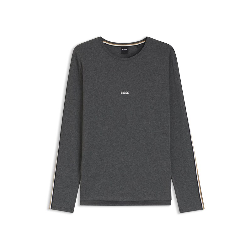 BOSS Cotton pyjama top with striped sleeve details