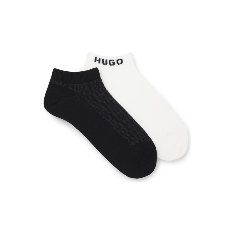 HUGO Two-pack of ankle-length socks with logo intarsia