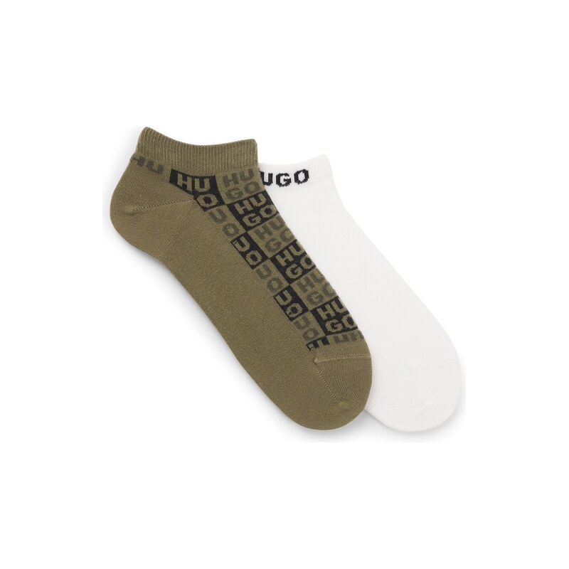 HUGO Two-pack of ankle-length socks with logo intarsia
