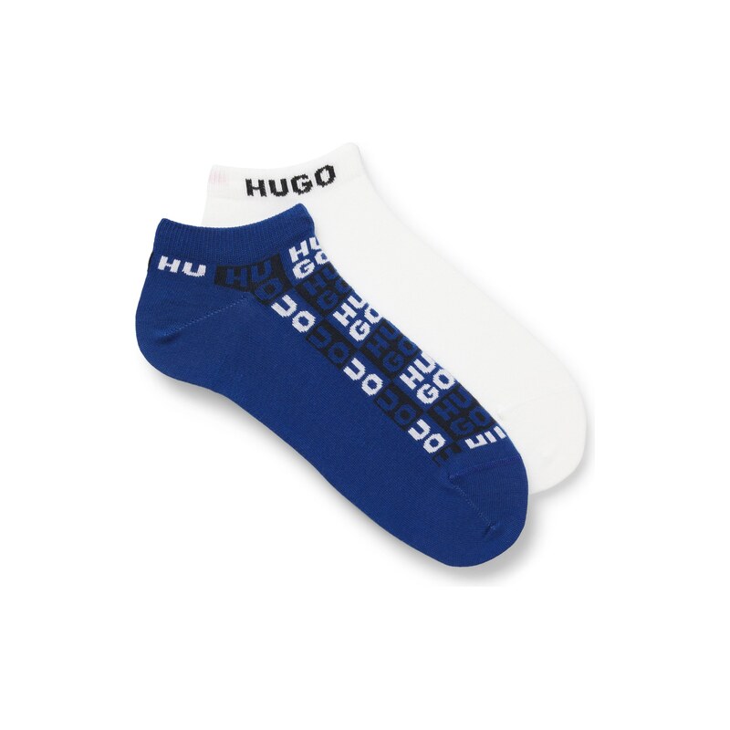 HUGO Two-pack of ankle-length socks with logo intarsia