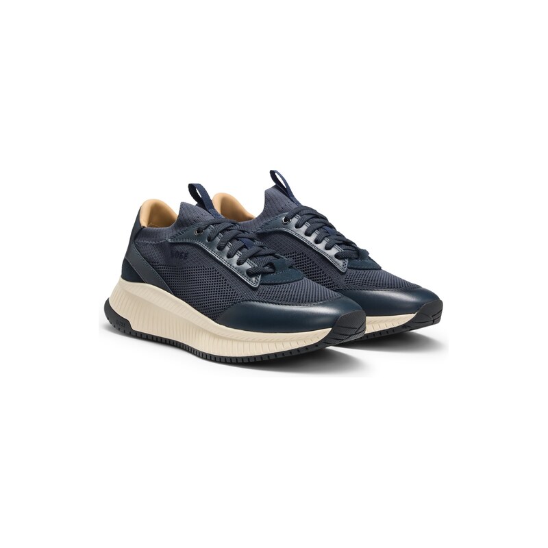 BOSS TTNM EVO trainers with knitted uppers and leather trims