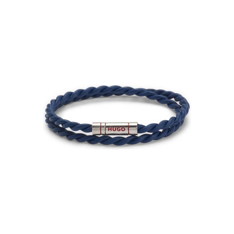HUGO Double-wrap cuff in braided leather