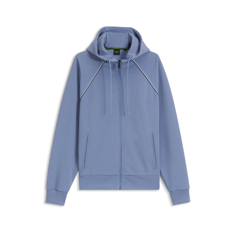 BOSS Cotton-blend zip-up hoodie with piping details