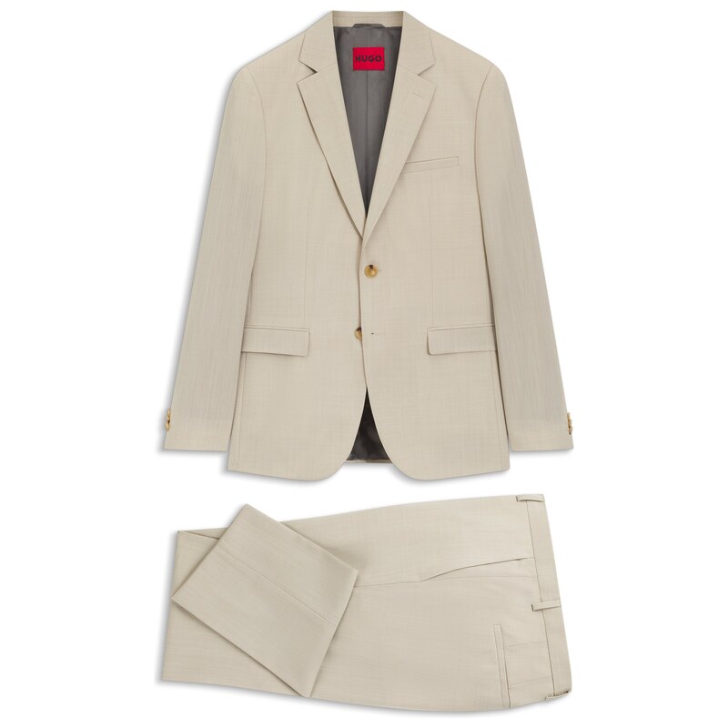 HUGO Extra-slim-fit suit in wool-blend poplin