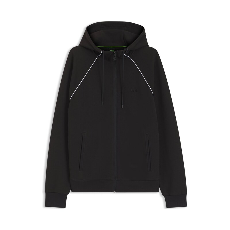 BOSS Cotton-blend zip-up hoodie with piping details