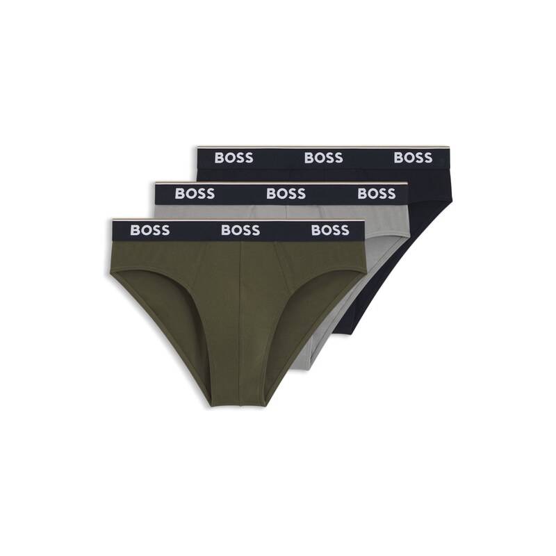 BOSS Three-pack of logo-waistband briefs in stretch cotton