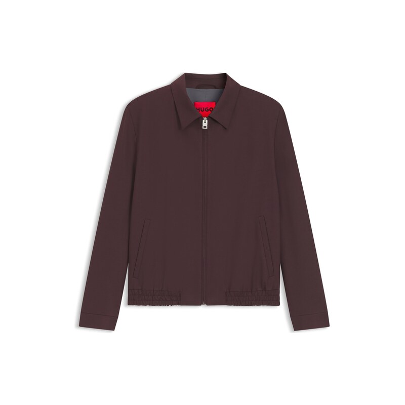 HUGO Slim-fit jacket in wool-blend poplin