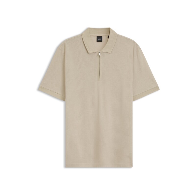 BOSS Cotton-blend polo shirt with zip placket