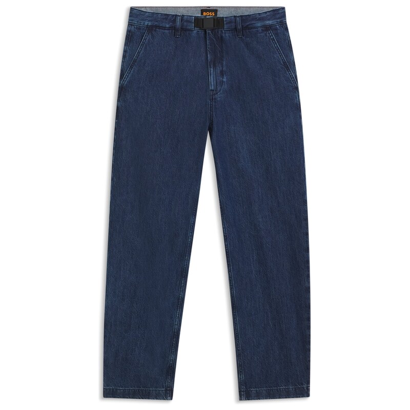 BOSS Tapered-fit jeans in blue rigid denim