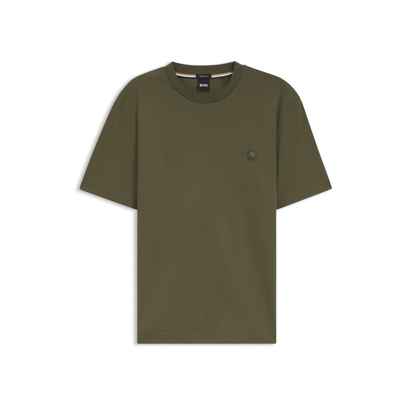 BOSS Cotton T-shirt with Double-B-monogram badge