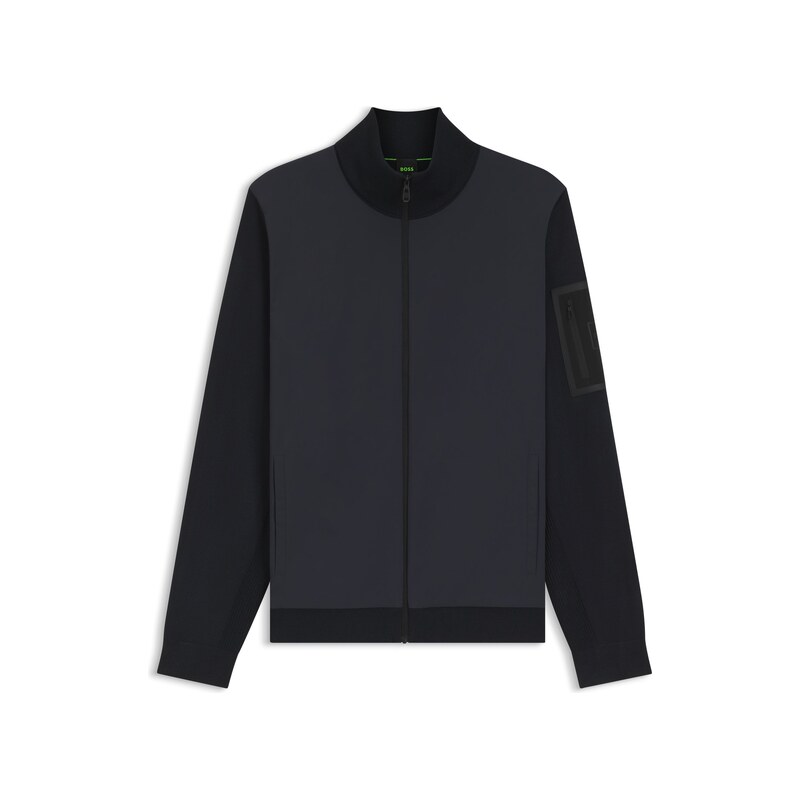 BOSS Hybrid jacket with knitted sleeves and back
