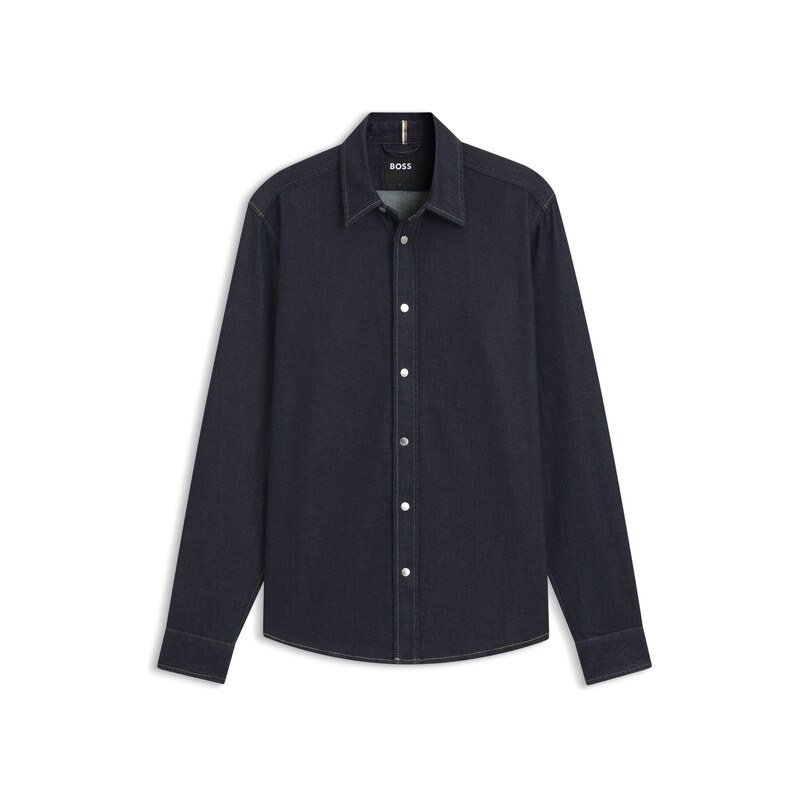 BOSS Regular-fit shirt in indigo stretch denim