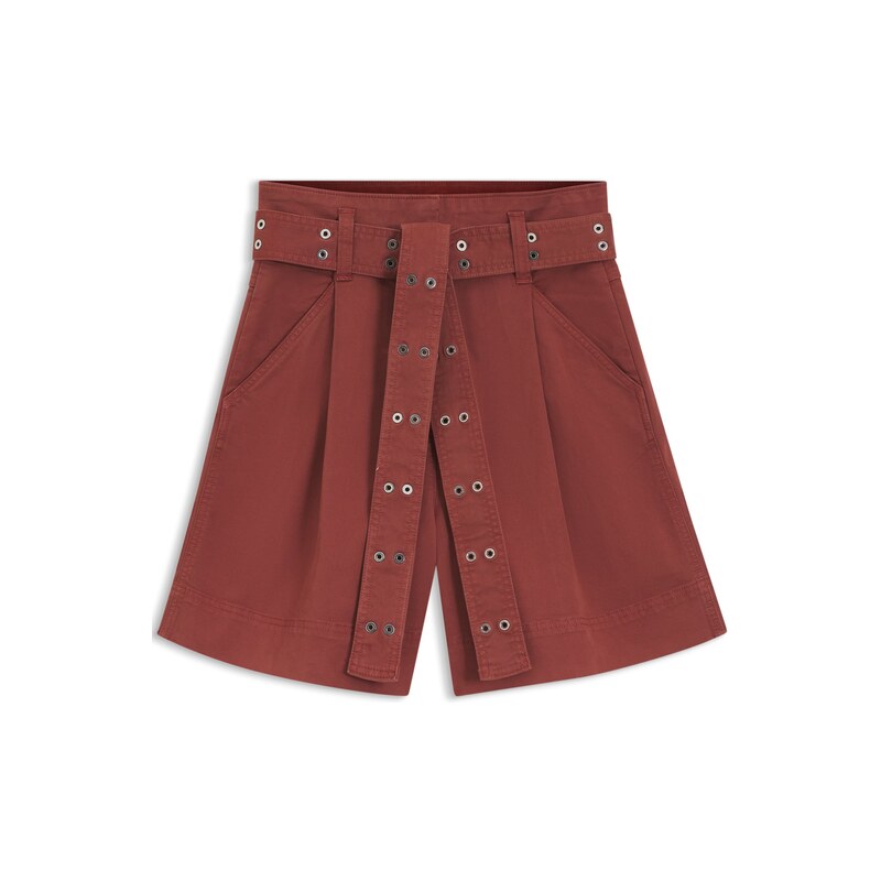 BOSS Stretch-cotton shorts with eyelet belt