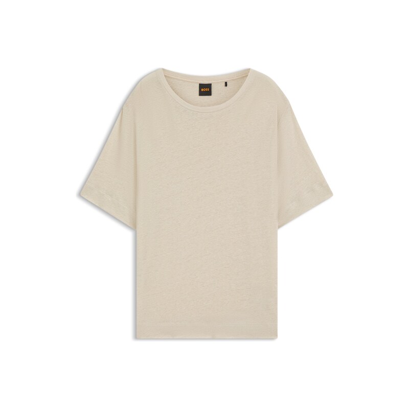 BOSS Linen T-shirt with embroidered logo