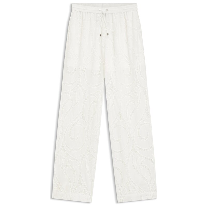 BOSS Relaxed-fit trousers with embroidered flowers