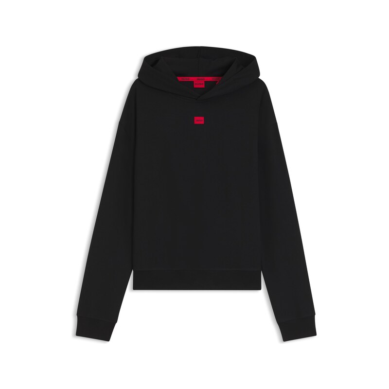 HUGO Stretch-jersey hoodie with red logo label