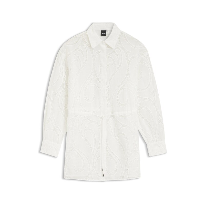 BOSS Regular-fit blouse with embroidered flowers