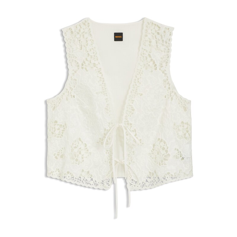 BOSS Embroidered waistcoat with tie closure
